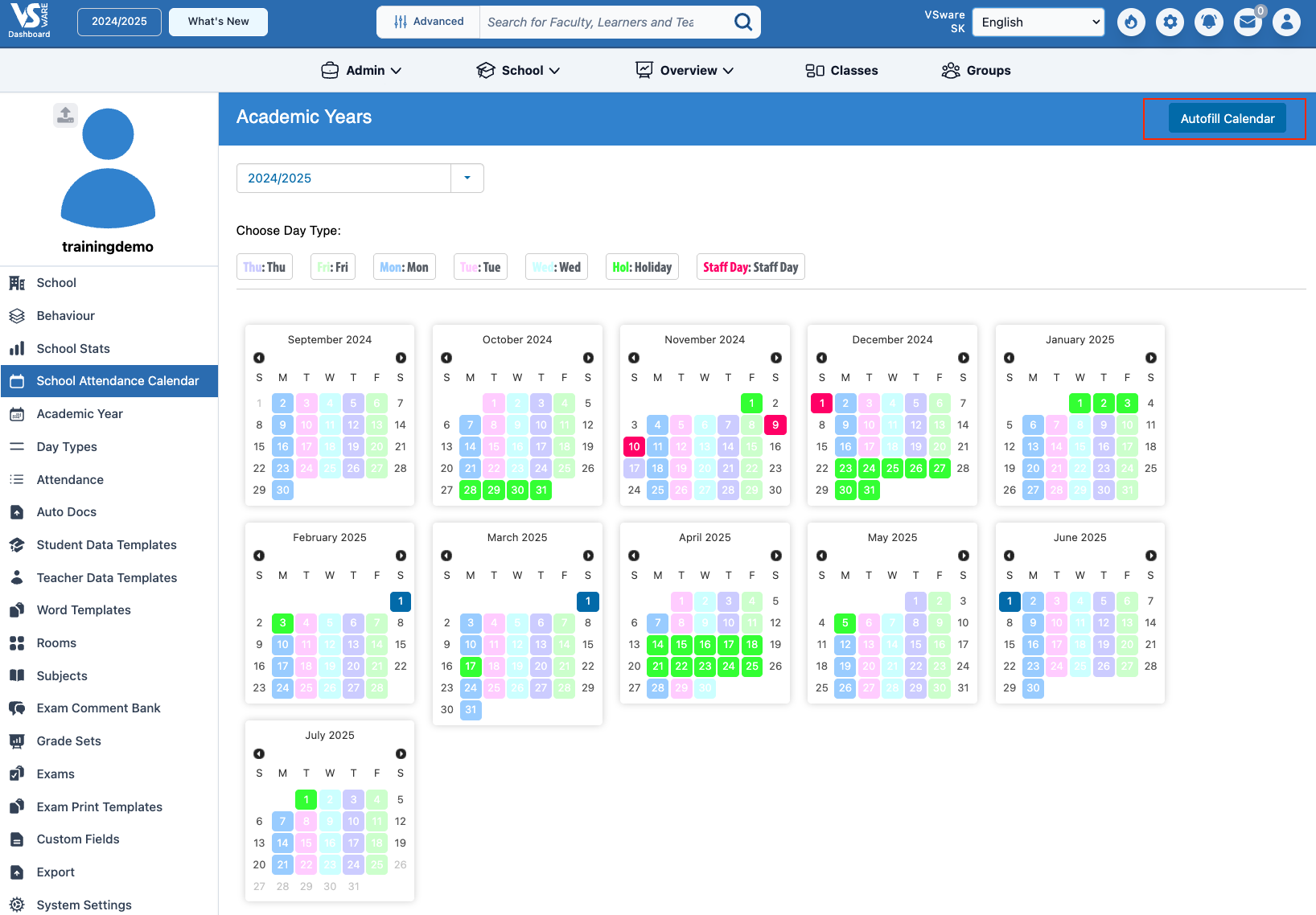 Publish Timetable - School Attendance Calendar